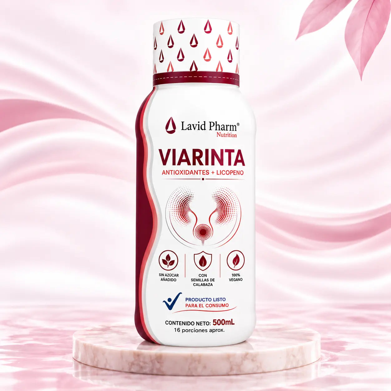 Viarinta bebida funcional con antioxidantes, licopeno y semillas de calabaza x 500 mL