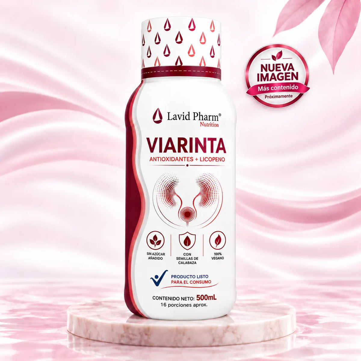 Viarinta bebida funcional con antioxidantes, licopeno y semillas de calabaza x 500 mL