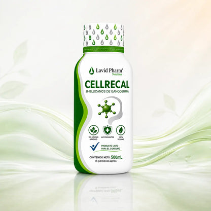CELLRECAL bebida funcional líquida con B-Glucanos de Ganoderma, presentación de 500 mL