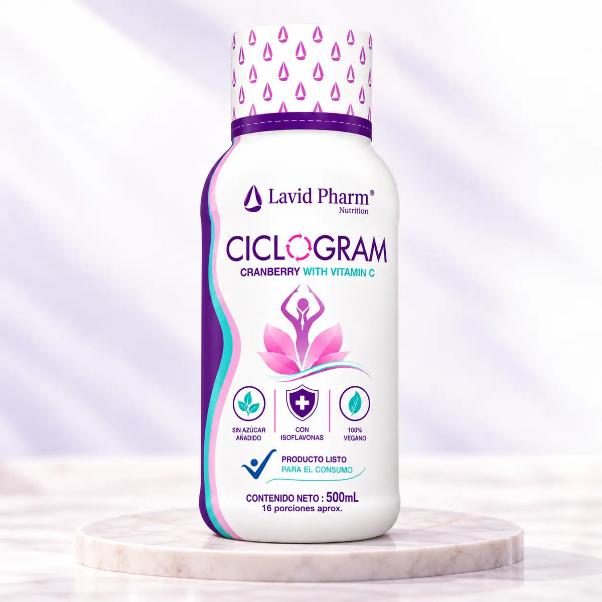 Ciclogram bebida funcional con cranberry, vitamina C e isoflavonas de soya x 500 ml.