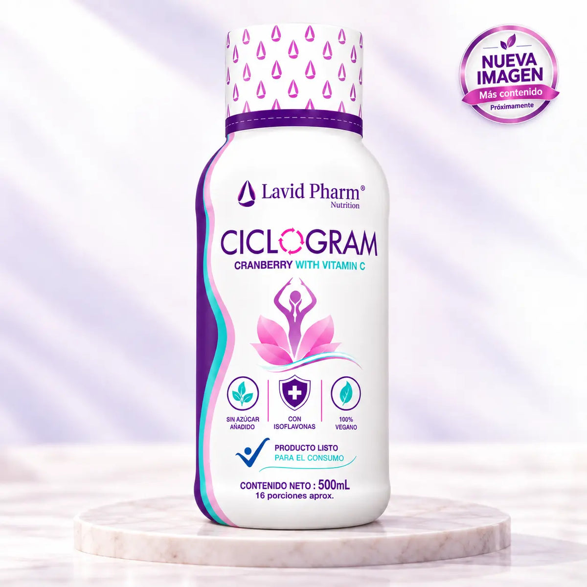 Ciclogram bebida funcional con cranberry, vitamina C e isoflavonas de soya x 500 ml.