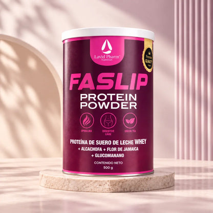 Faslip Lavid Pharm Protein Powder 500 g con proteína de suero de leche, alcachofa, flor de Jamaica y glucomanano