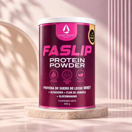Faslip Lavid Pharm Protein Powder 500 g con proteína de suero de leche, alcachofa, flor de Jamaica y glucomanano