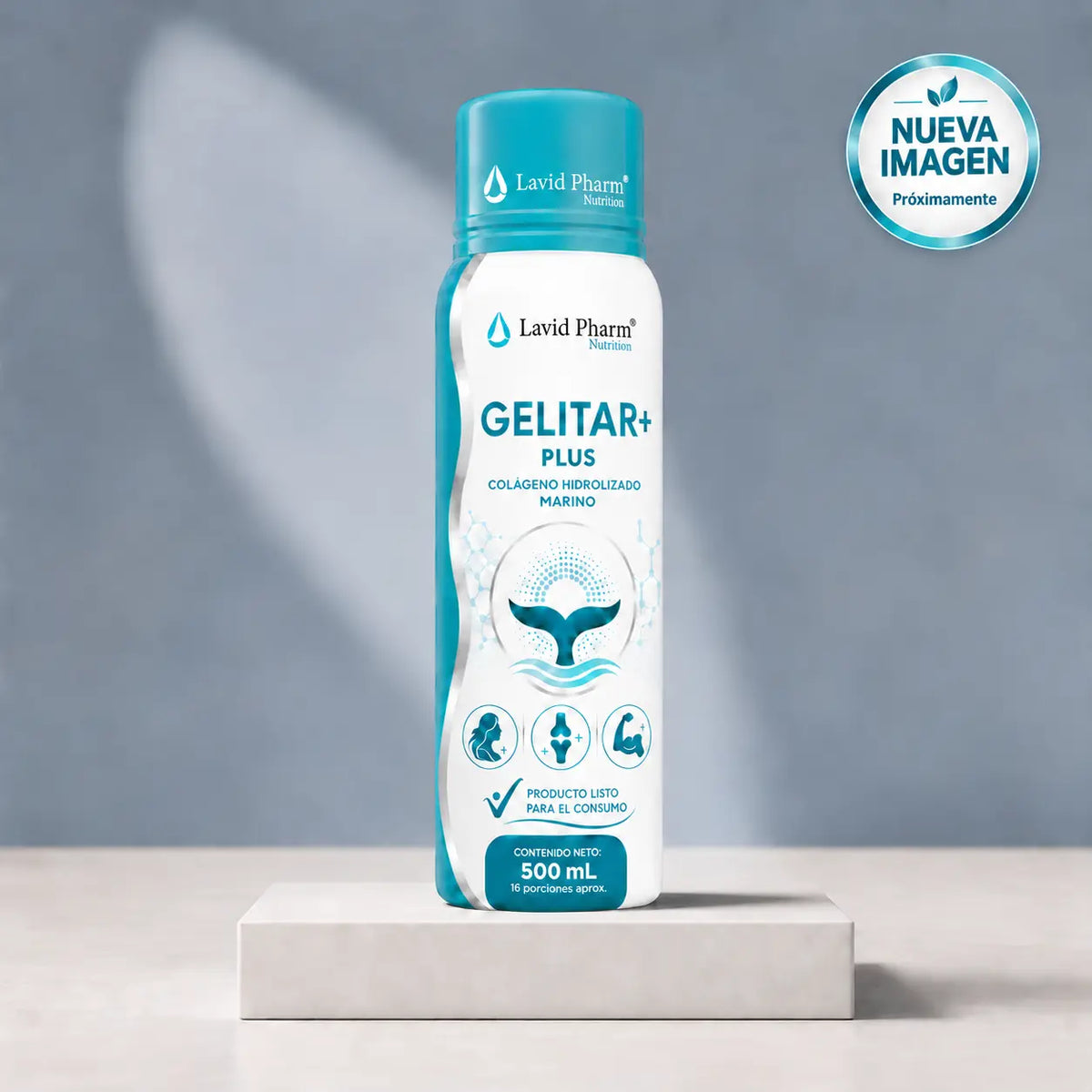 Gelitar plus de Lavid Pharm  colágeno hidrolizado marino presentación líquida de 500 ml