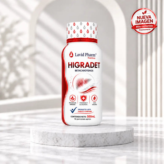 Higradet Lavid Pharm 500 mL bebida funcional con betacarotenos, vitaminas y alcachofa.