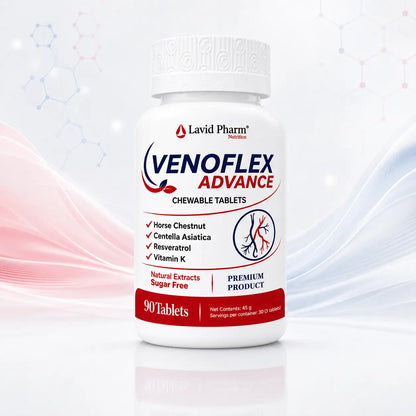 Venoflex Advance Lavid Pharm en tabletas masticables con castaño de Indias, centella asiática, resveratrol y vitamina K