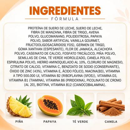 Diforgras | Proteína Whey con Fibra, Picolinato de Cromo, Piña y Papaya – 500 g