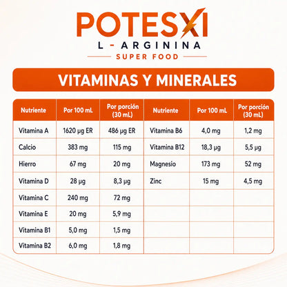 Vitaminas y minerales de POTESXI L-Arginina con calcio, hierro, magnesio y zinc